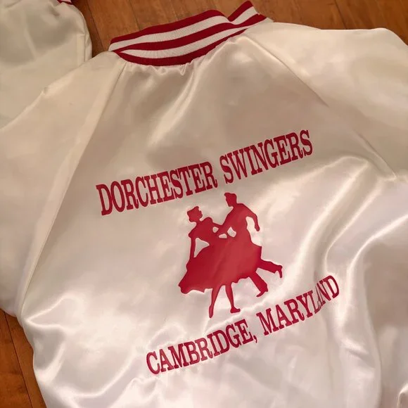 Vintage Satin Nylon Bomber Jacket Dorchester Swingers Cambridge Maryland M Linda - Picture 4 of 8